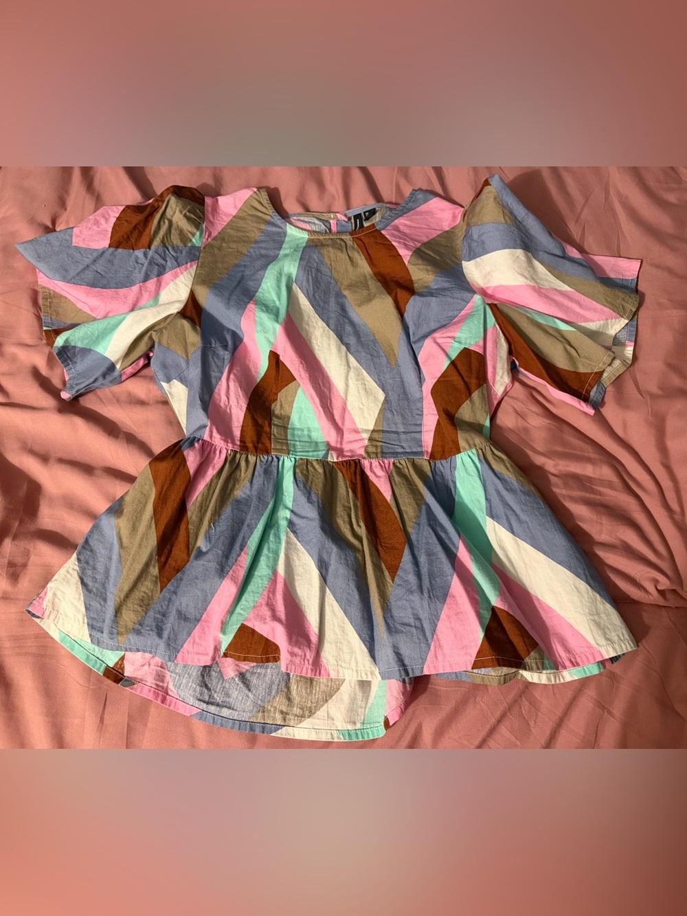 Woman Multicolor Striped Button-Back Top - Picture 2 of 4